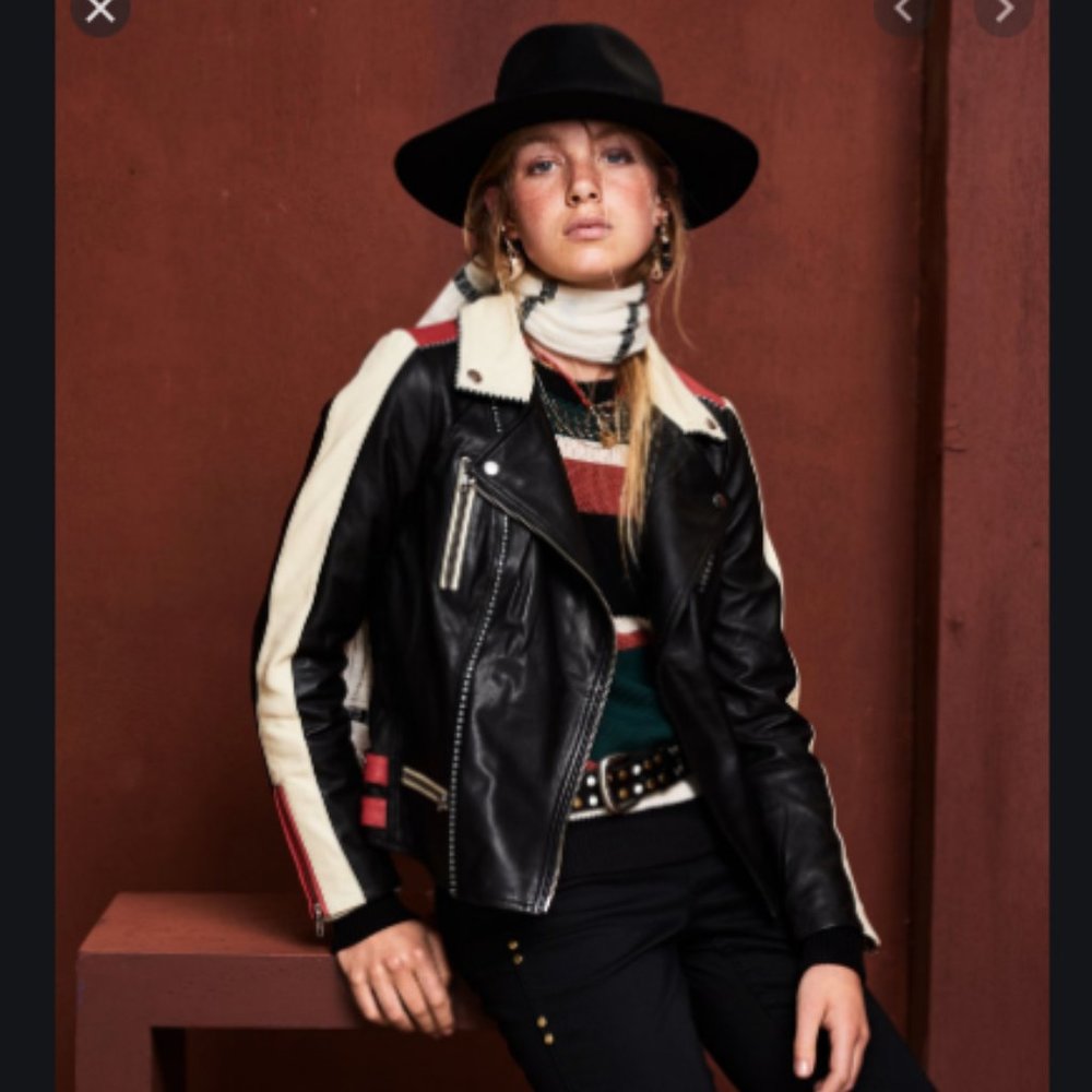 SCOTCH & SODA color block leather jacket - Picture 1 of 2